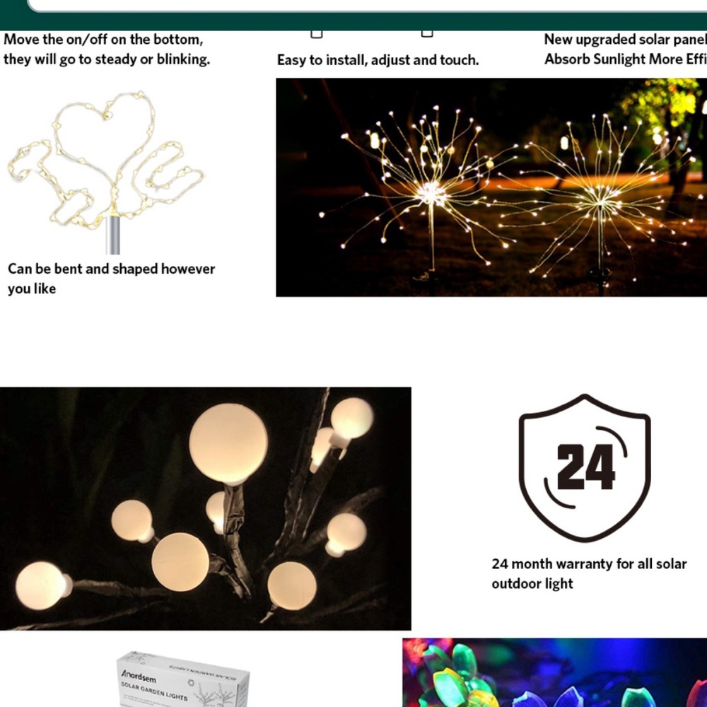 Anordsem Solar Garden Lights/Solar Fireworks Lights-Waterproof IP65-2-Pack - Picture 7 of 14